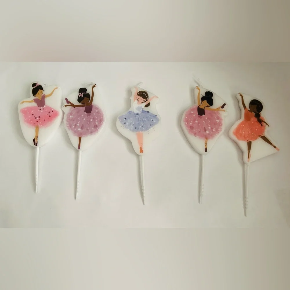 New 5 Ballerina Birthday Candles 4 7/8